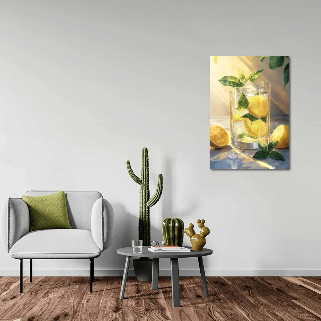 Lemonade Glass With Mint Leaves Summer – Wall Art
