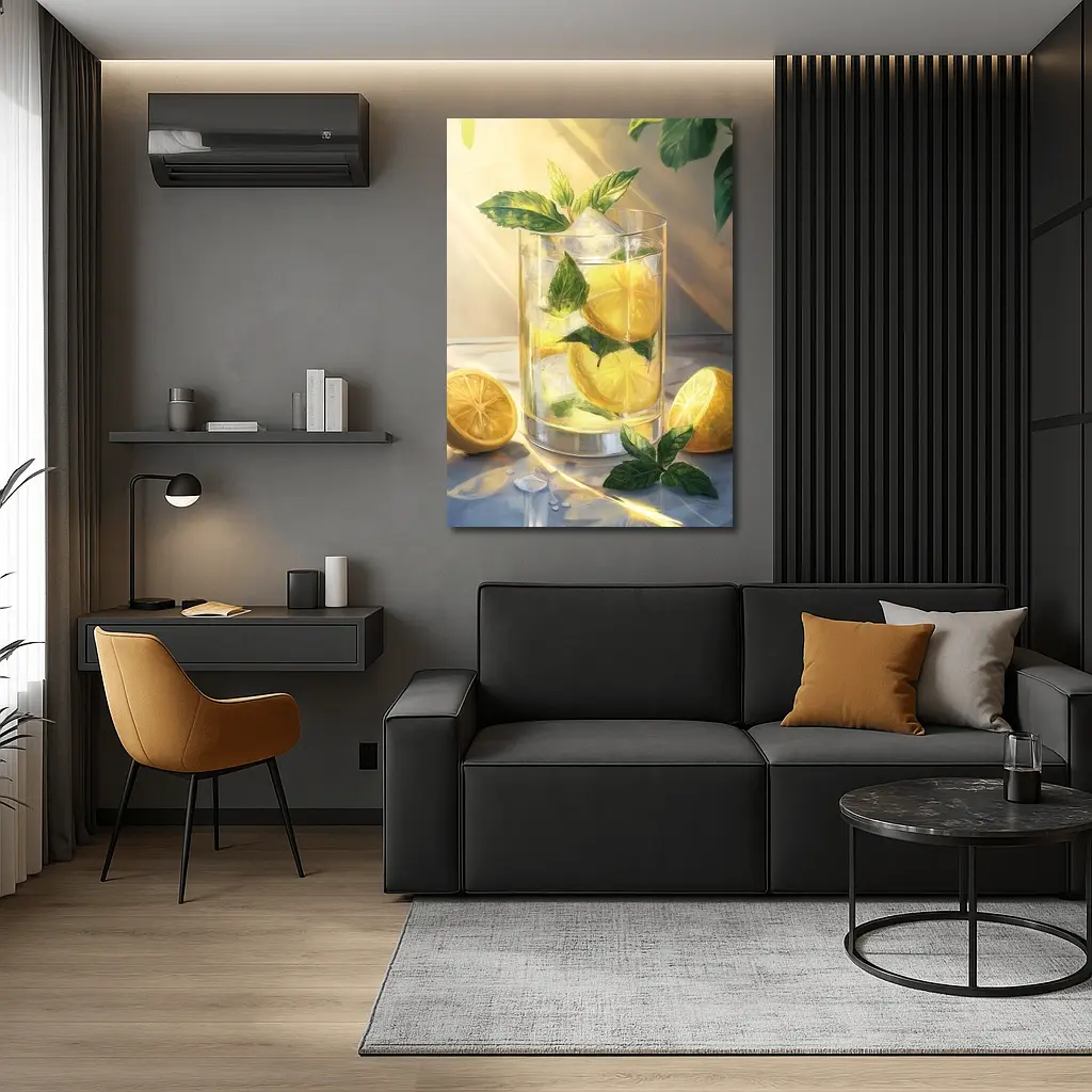 Lemonade Glass With Mint Leaves Summer – Wall Art