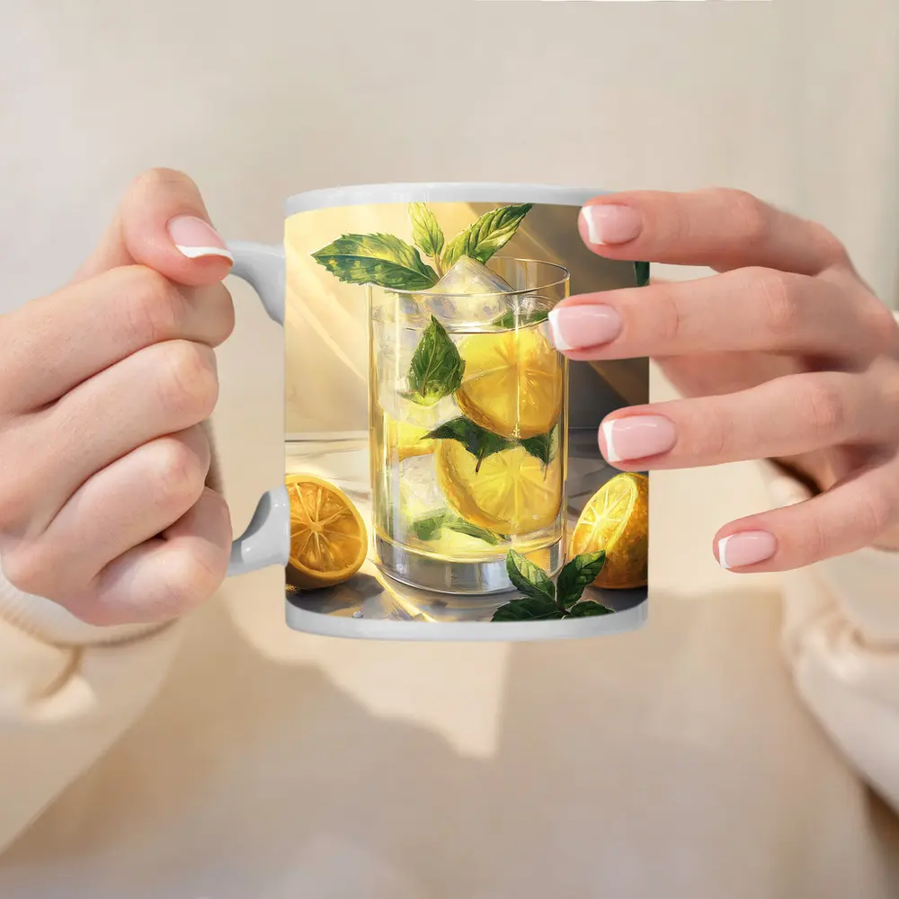 Lemonade Glass With Mint Leaves Summer – Mugs