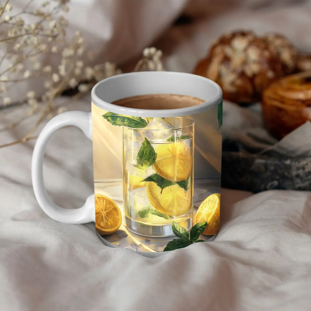 Lemonade Glass With Mint Leaves Summer – Mugs