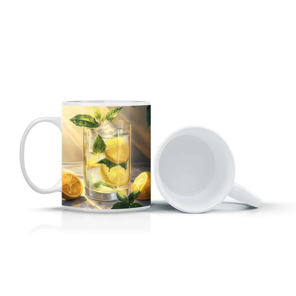 Lemonade Glass With Mint Leaves Summer – Mugs