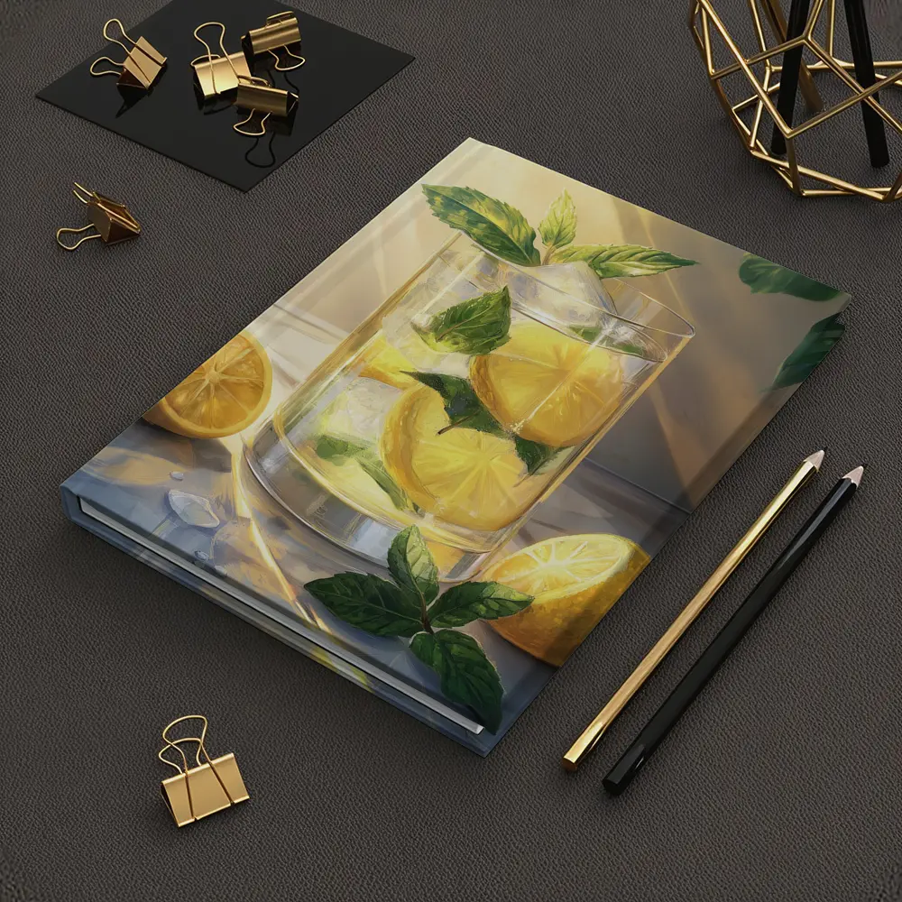 Lemonade Glass With Mint Leaves Summer – Notebooks