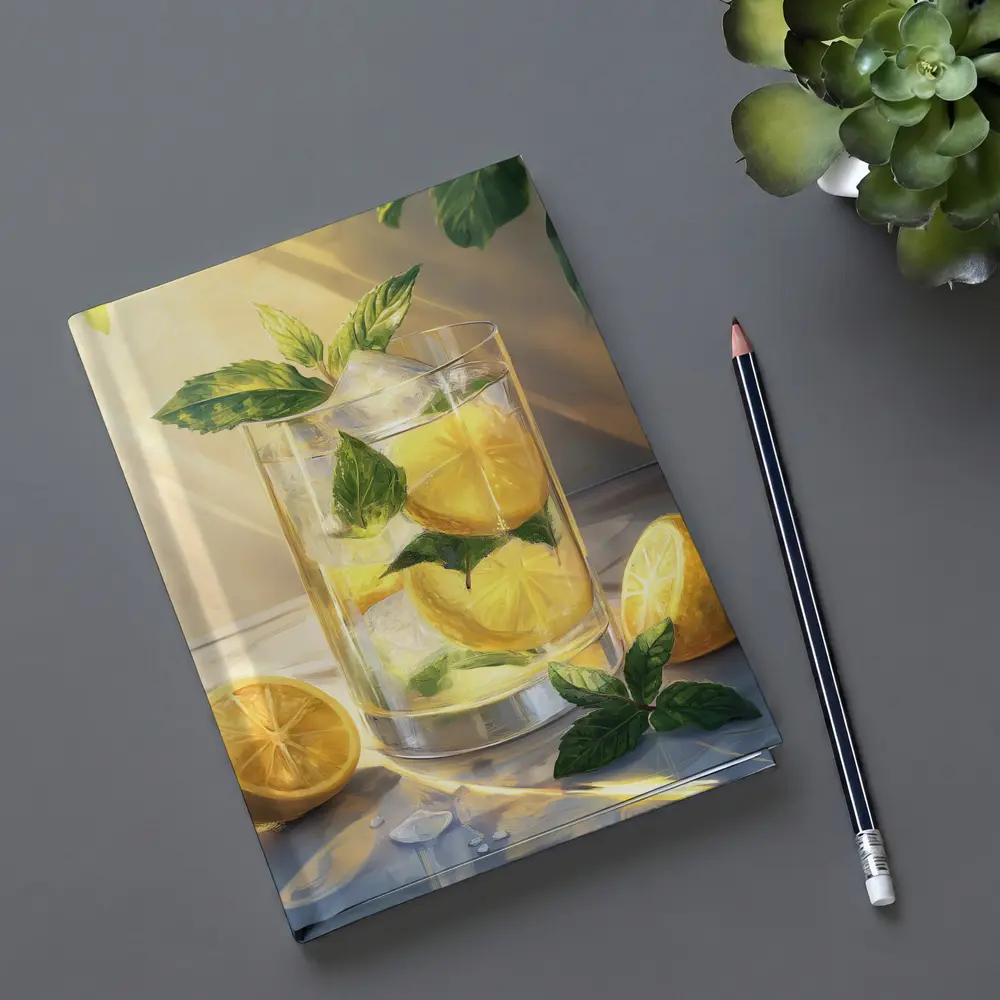 Lemonade Glass With Mint Leaves Summer – Notebooks