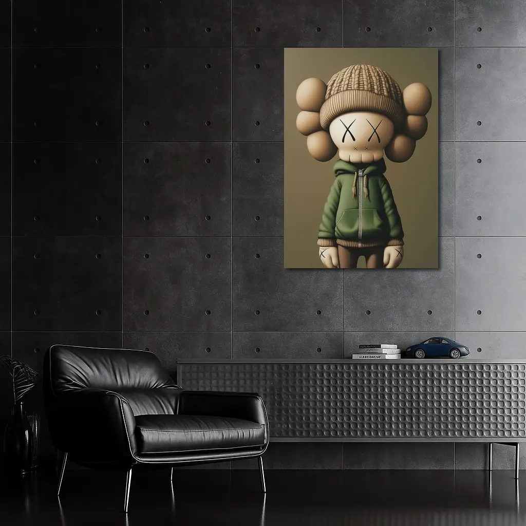 KAWS Style Toy Figure Green Hoodie – Wall Art