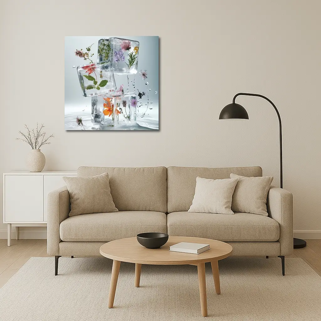 Wildflowers Frozen Inside Clear Ice Cubes – Wall Art