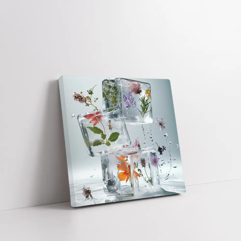 Wildflowers Frozen Inside Clear Ice Cubes – Wall Art