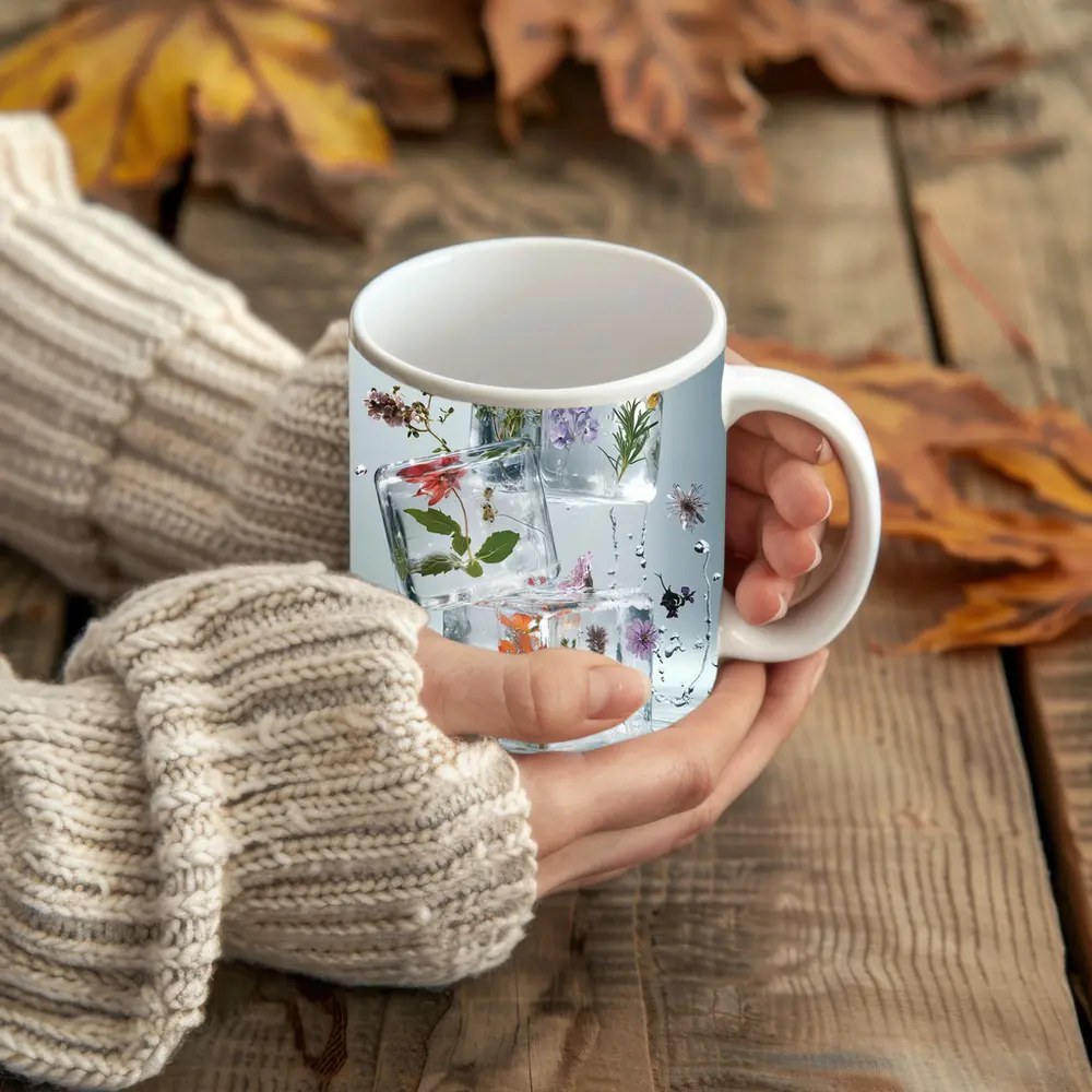 Wildflowers Frozen Inside Clear Ice Cubes – Mugs