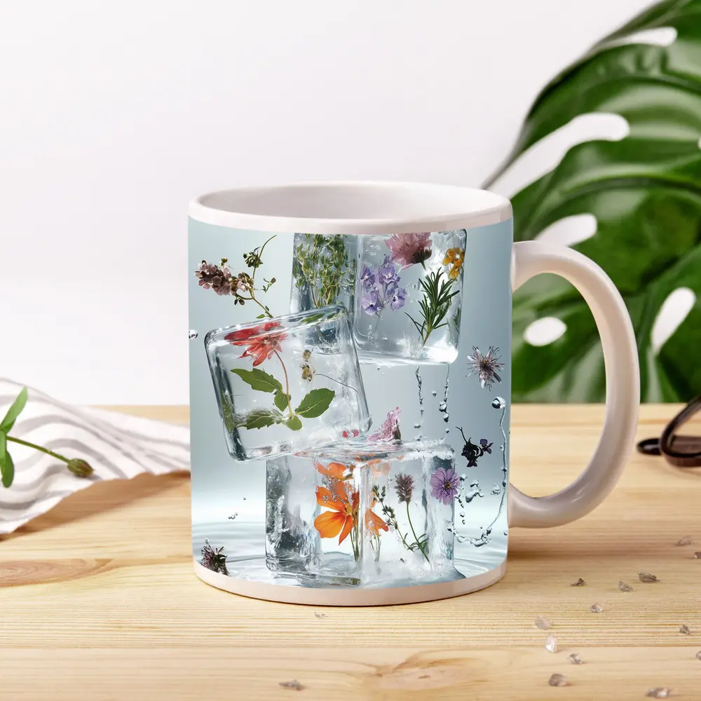 Wildflowers Frozen Inside Clear Ice Cubes – Mugs