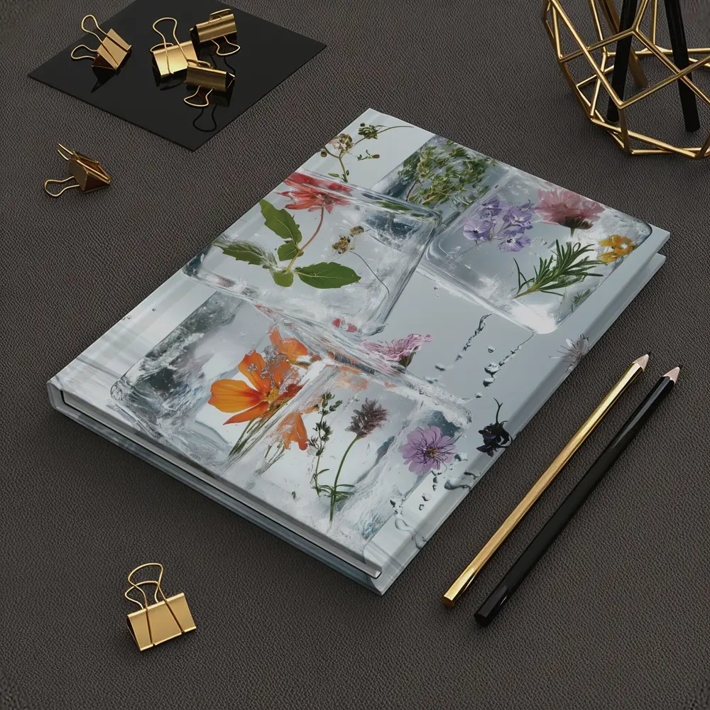 Wildflowers Frozen Inside Clear Ice Cubes – Notebooks