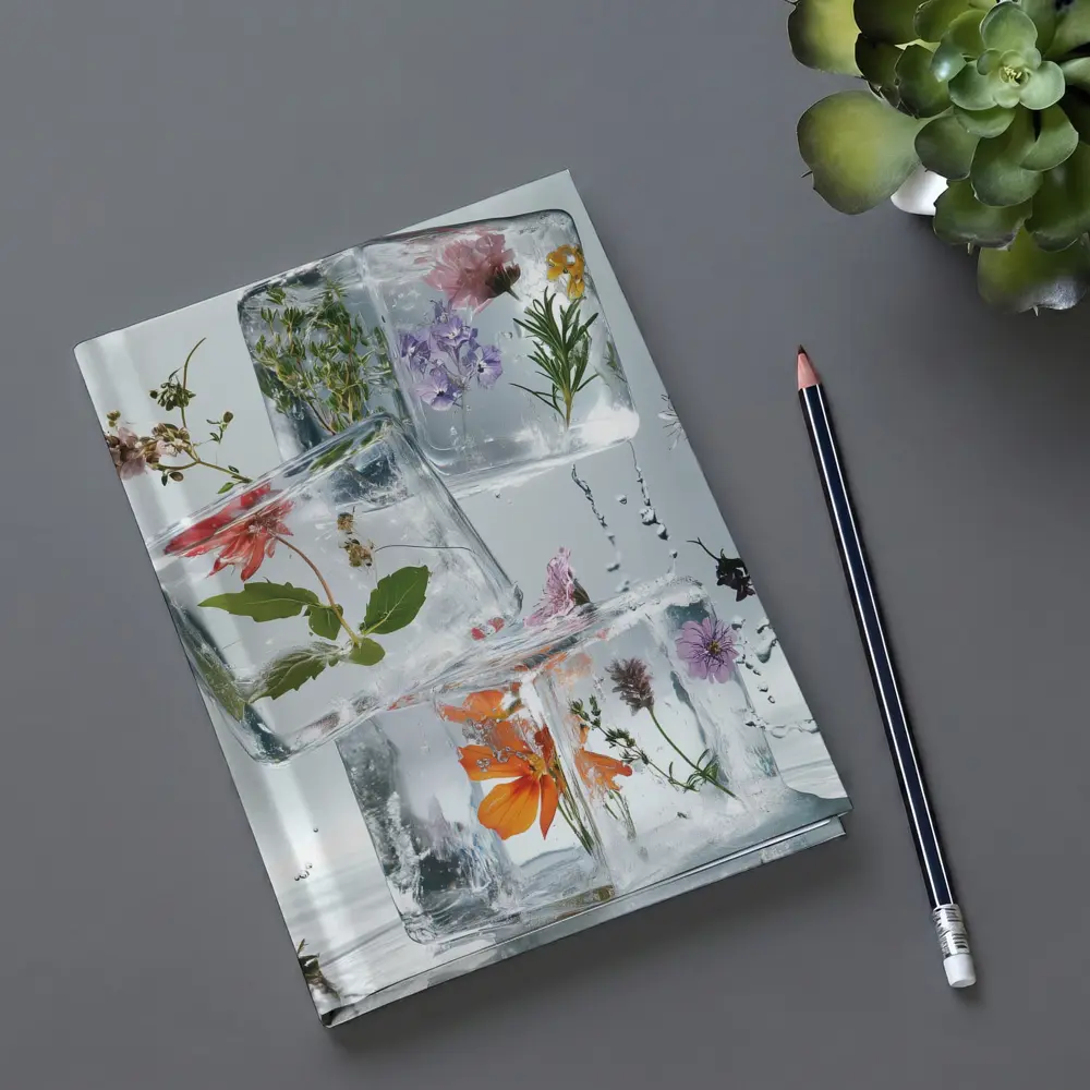 Wildflowers Frozen Inside Clear Ice Cubes – Notebooks