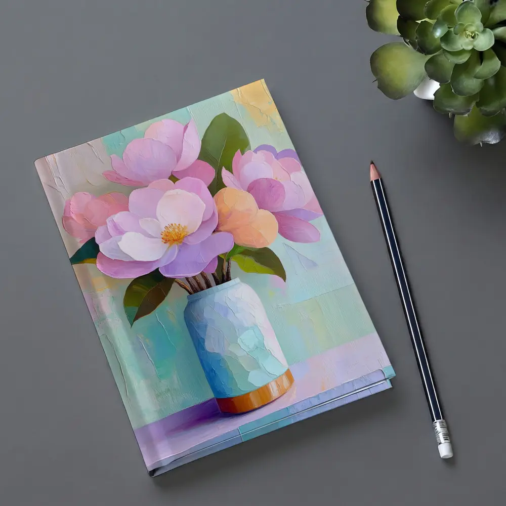 Pink Magnolia Flowers Pastel Oil Painting – Notebooks