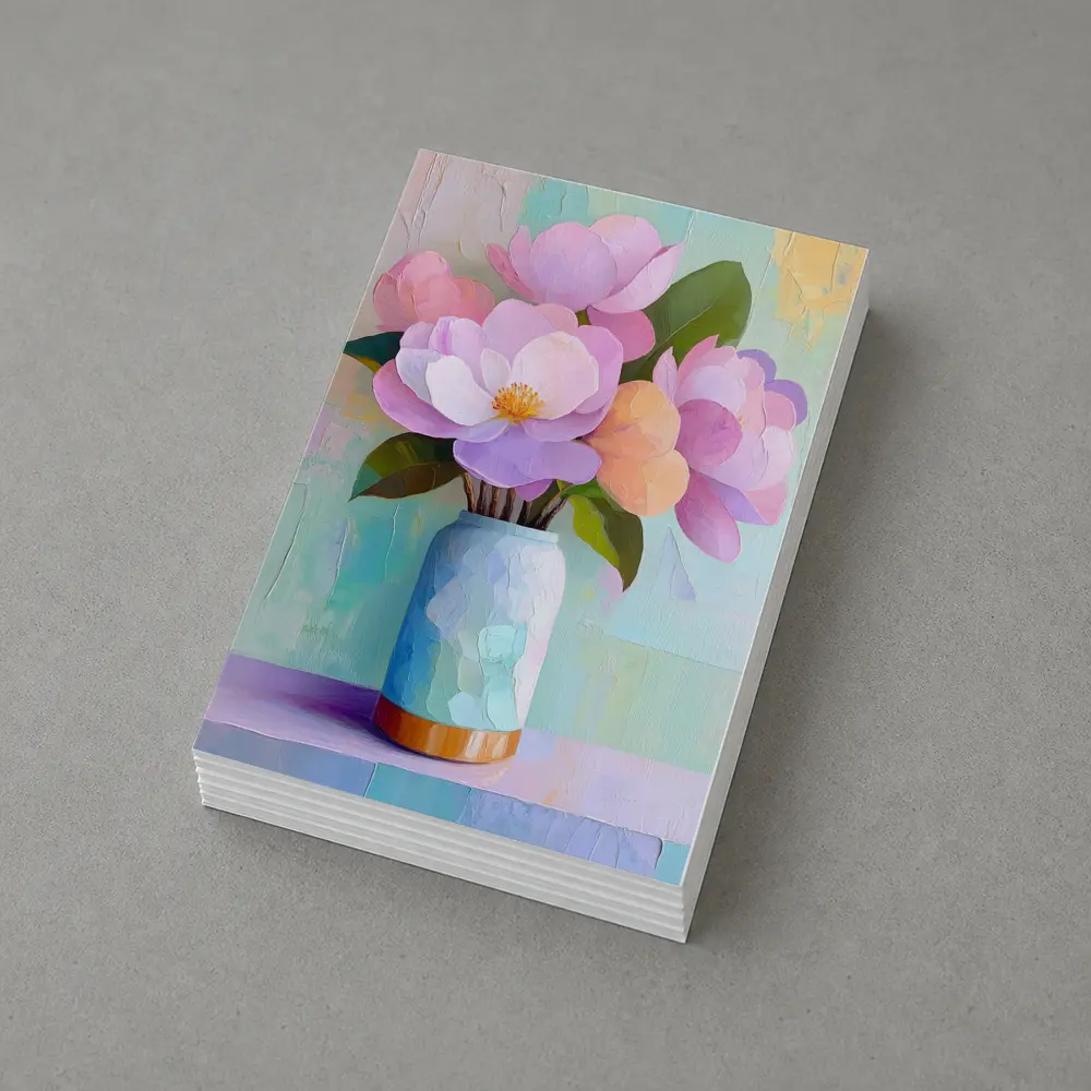 Pink Magnolia Flowers Pastel Oil Painting – Postcards