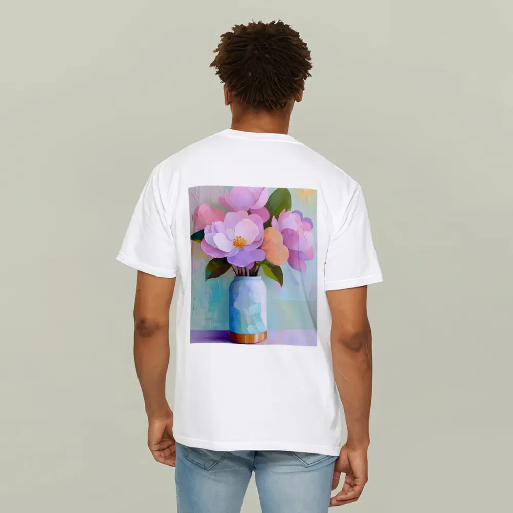 Pink Magnolia Flowers Pastel Oil Painting – T-Shirts