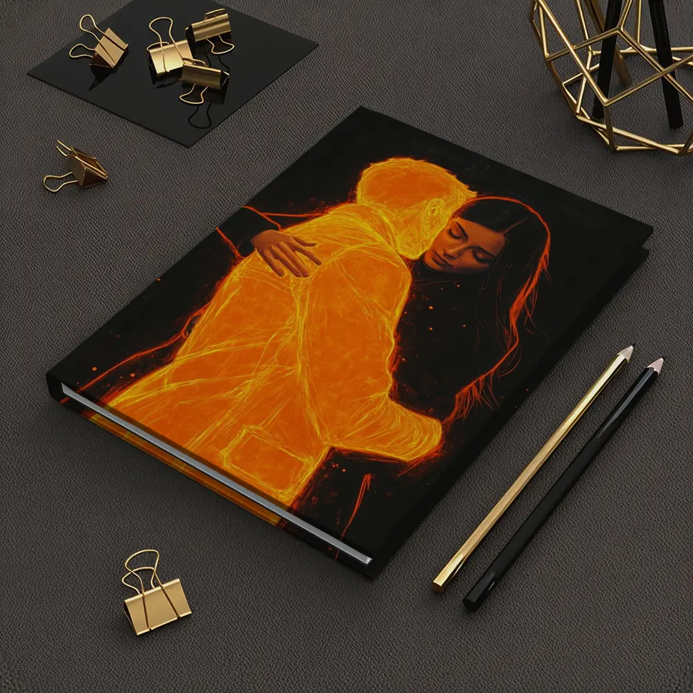 Glowing Couple Embracing Against Dark Background – Notebooks