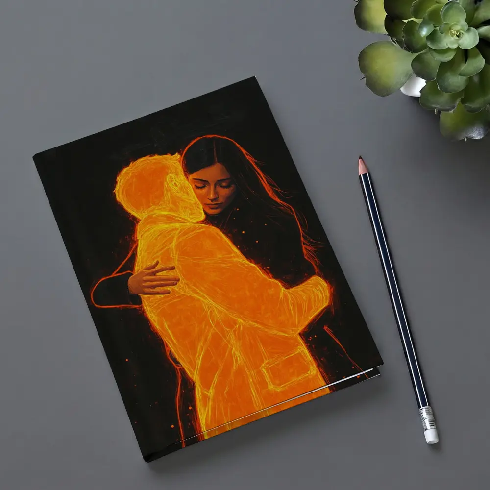 Glowing Couple Embracing Against Dark Background – Notebooks