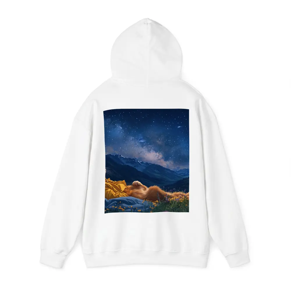 Orange Cat Relaxing Under Starry Night Sky – Hoodies