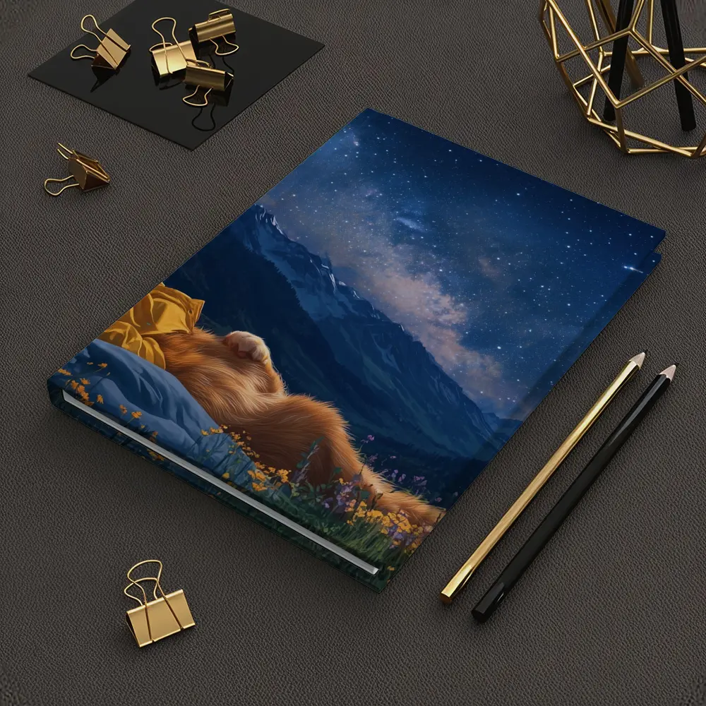 Orange Cat Relaxing Under Starry Night Sky – Notebooks