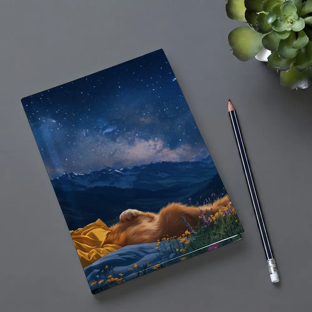 Orange Cat Relaxing Under Starry Night Sky – Notebooks