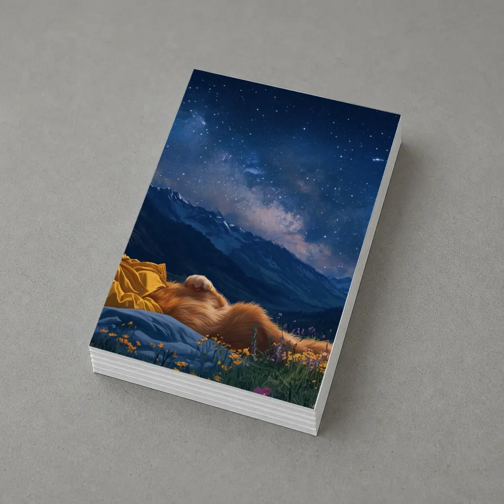 Orange Cat Relaxing Under Starry Night Sky – Postcards