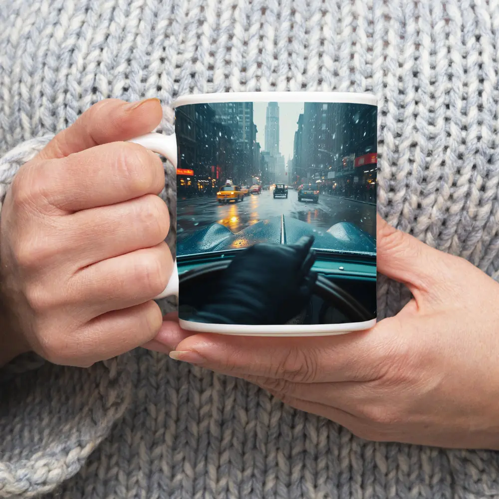Classic Car Dashboard Rainy New York City – Mugs