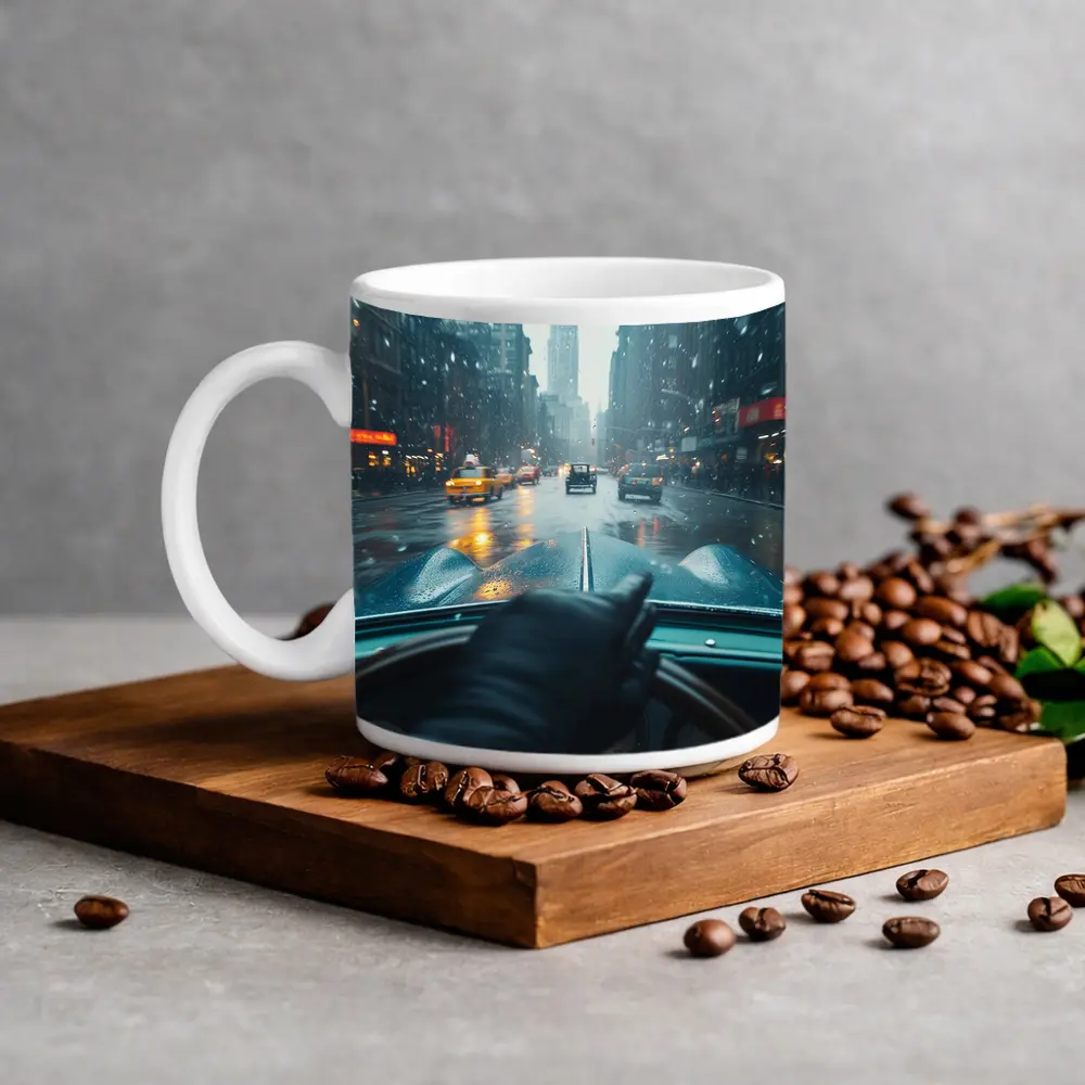 Classic Car Dashboard Rainy New York City – Mugs