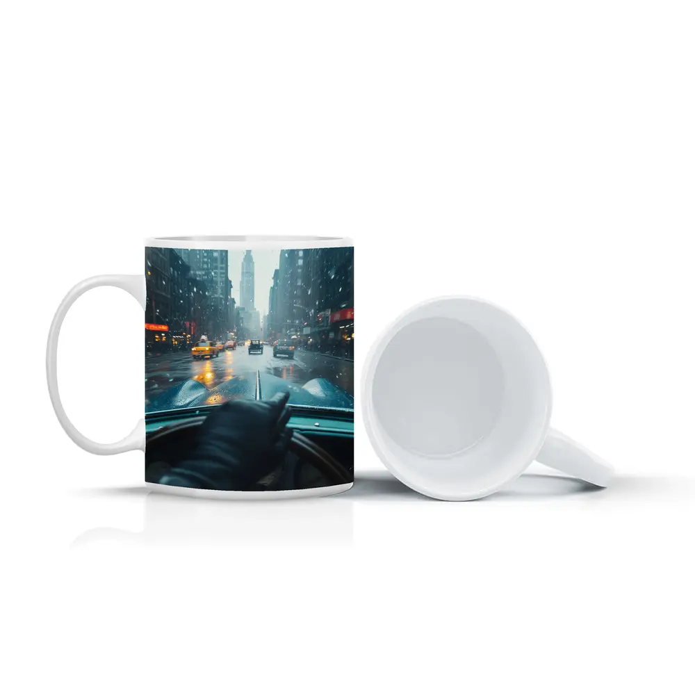 Classic Car Dashboard Rainy New York City – Mugs