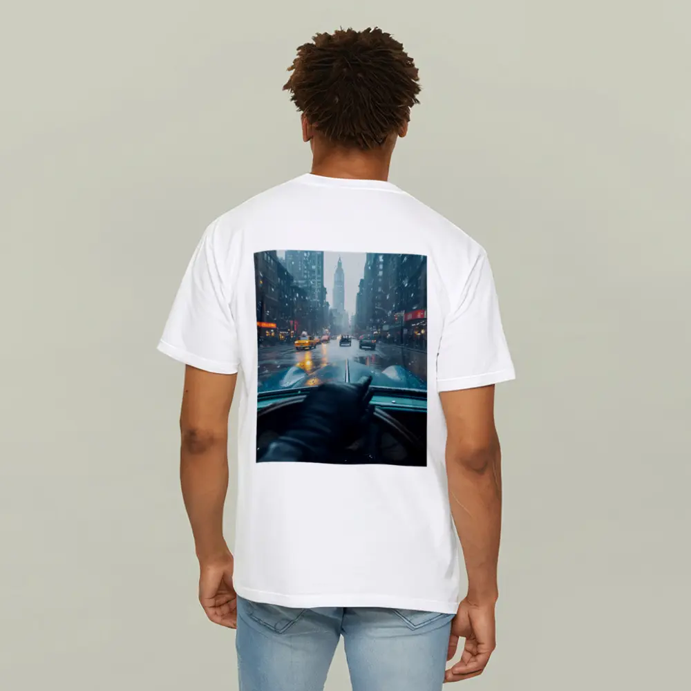 Classic Car Dashboard Rainy New York City – T-Shirts