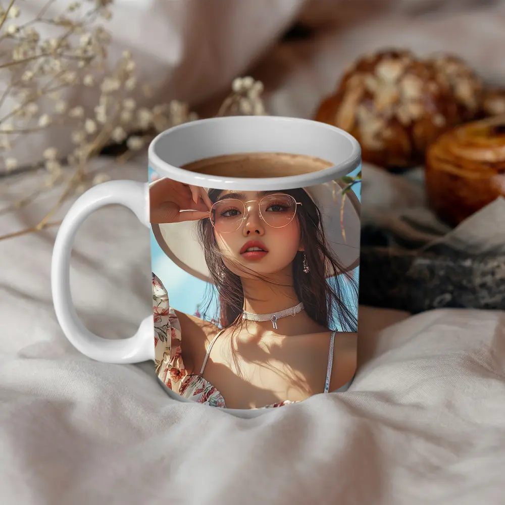 Elegant Woman Cherry Blossoms Spring Fashion – Mugs