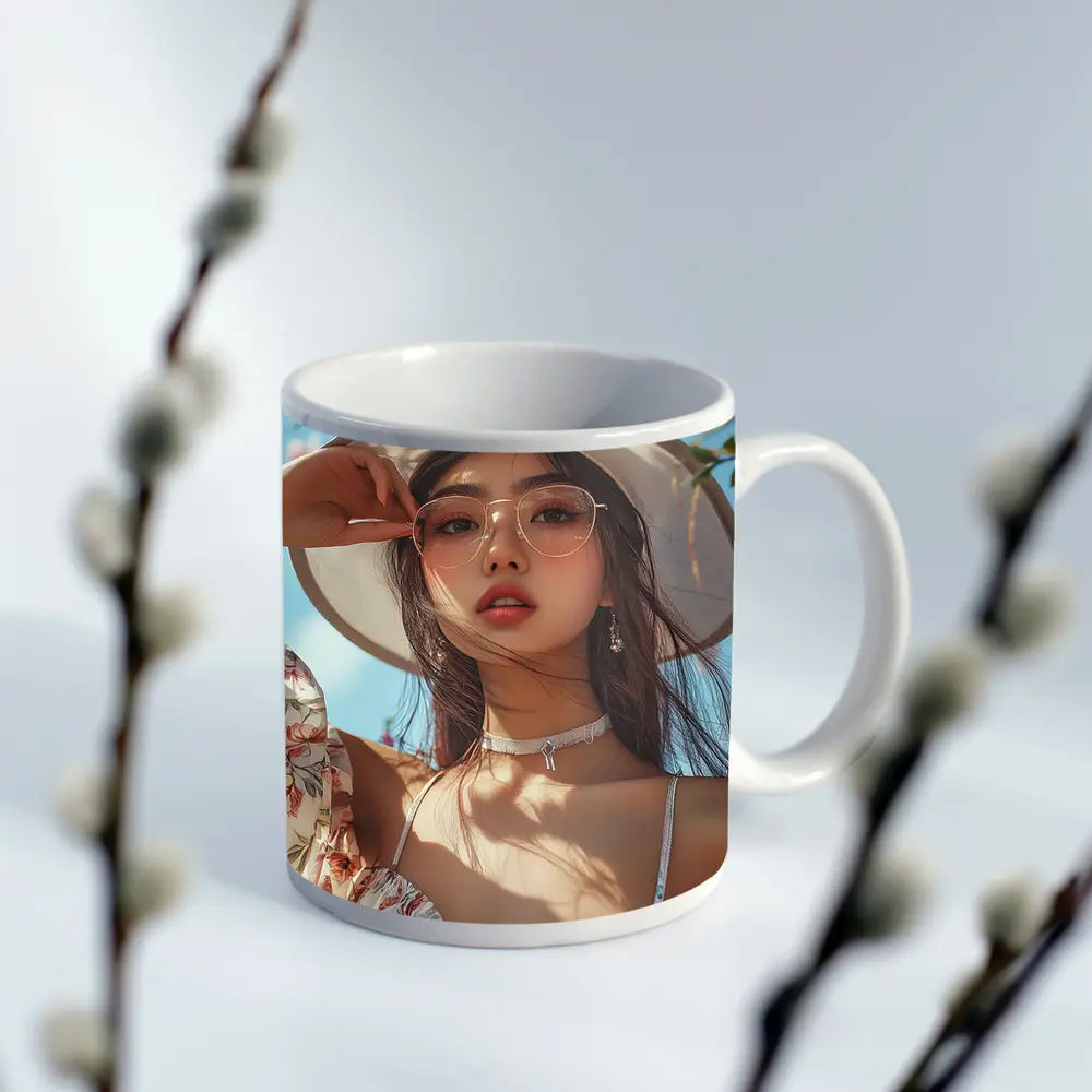 Elegant Woman Cherry Blossoms Spring Fashion – Mugs