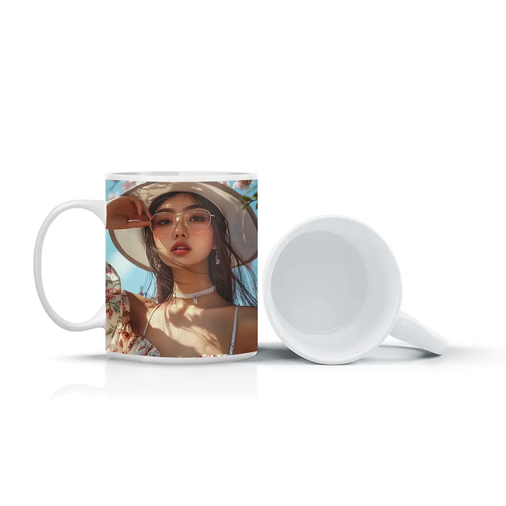 Elegant Woman Cherry Blossoms Spring Fashion – Mugs