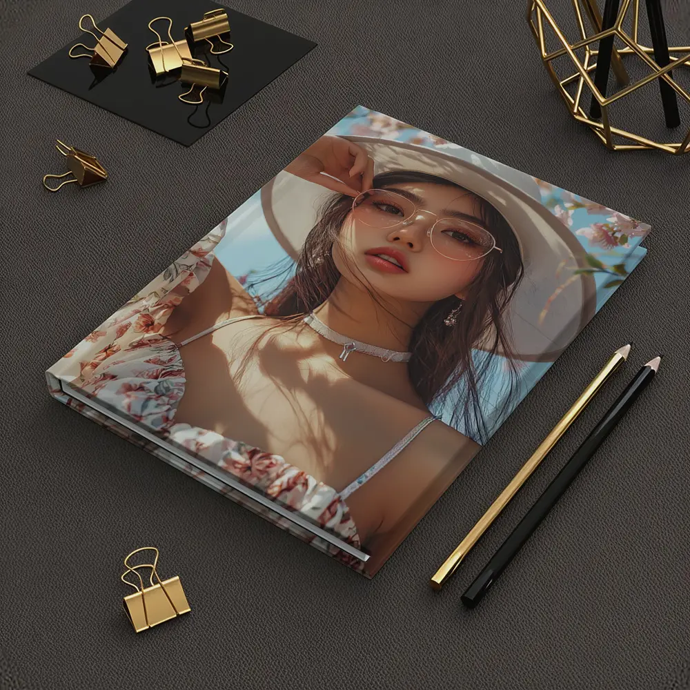 Elegant Woman Cherry Blossoms Spring Fashion – Notebooks