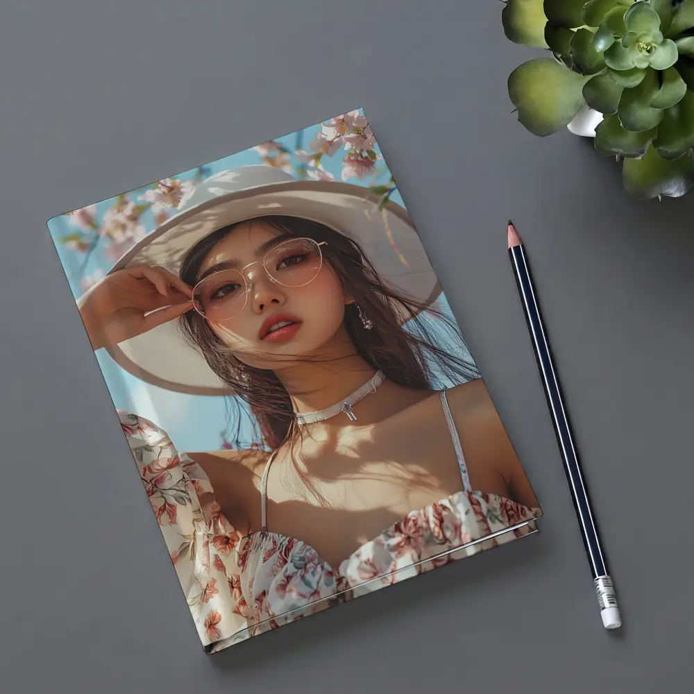 Elegant Woman Cherry Blossoms Spring Fashion – Notebooks