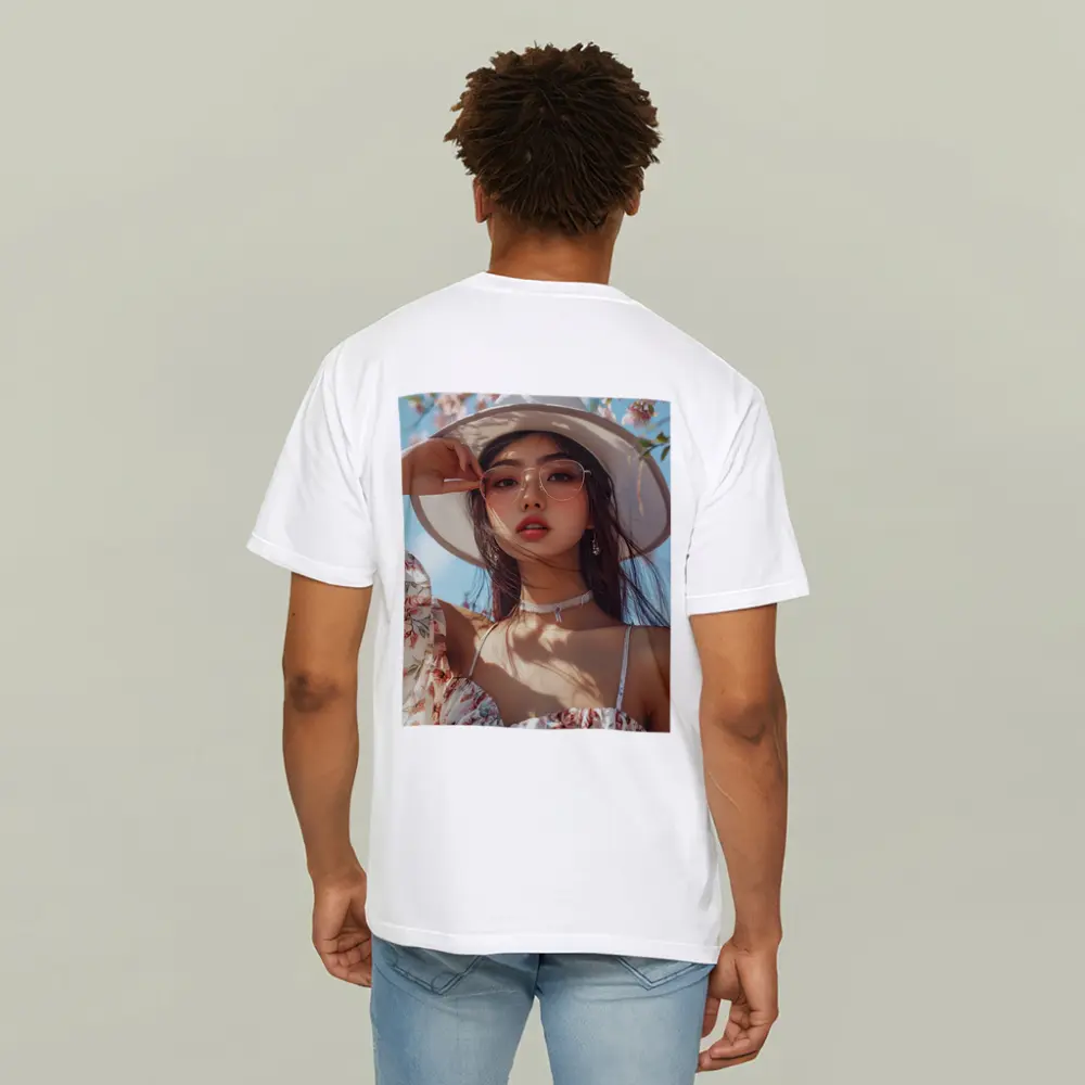 Elegant Woman Cherry Blossoms Spring Fashion – T-Shirts