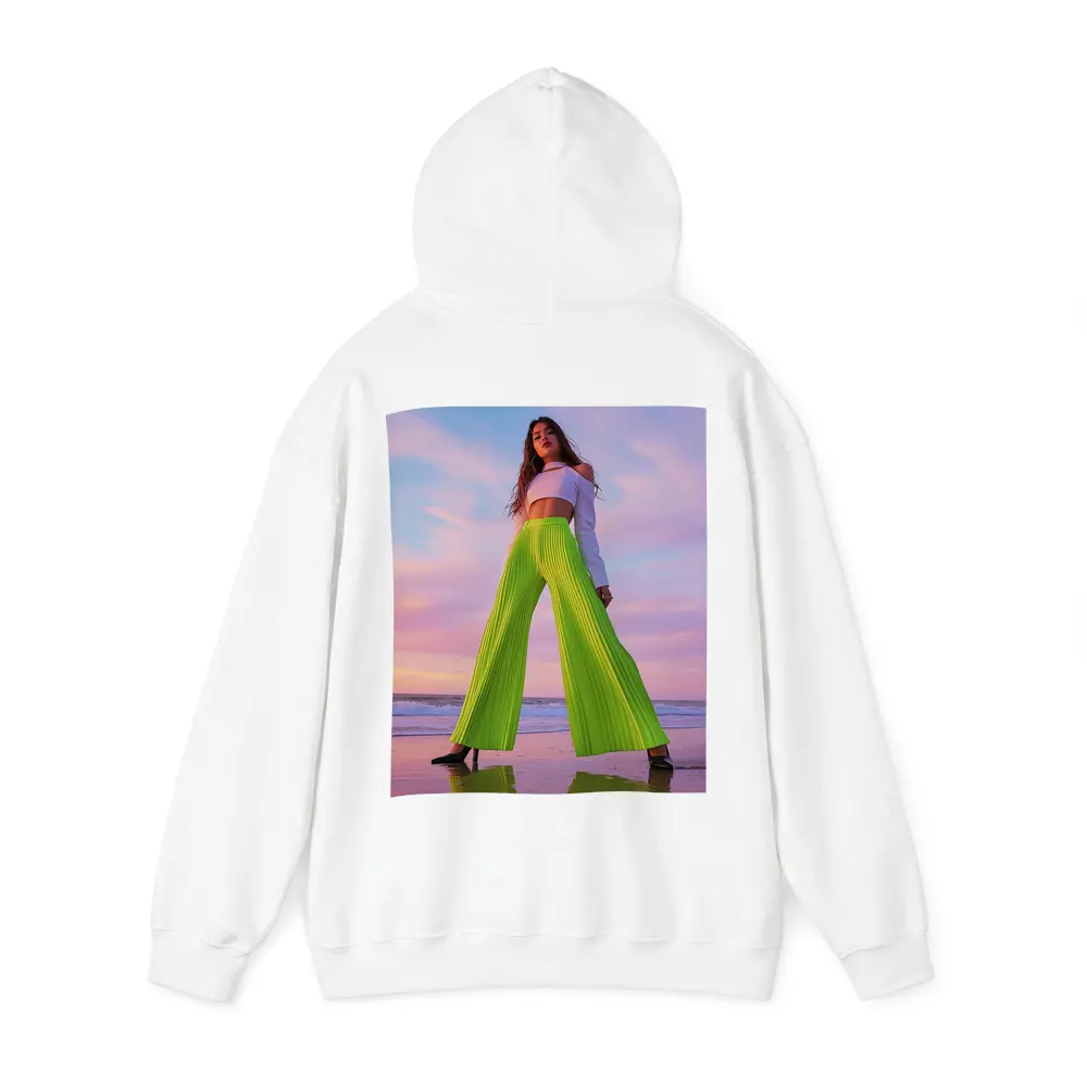 Neon Green Pleated Pants Woman Beach Sunset – Hoodies