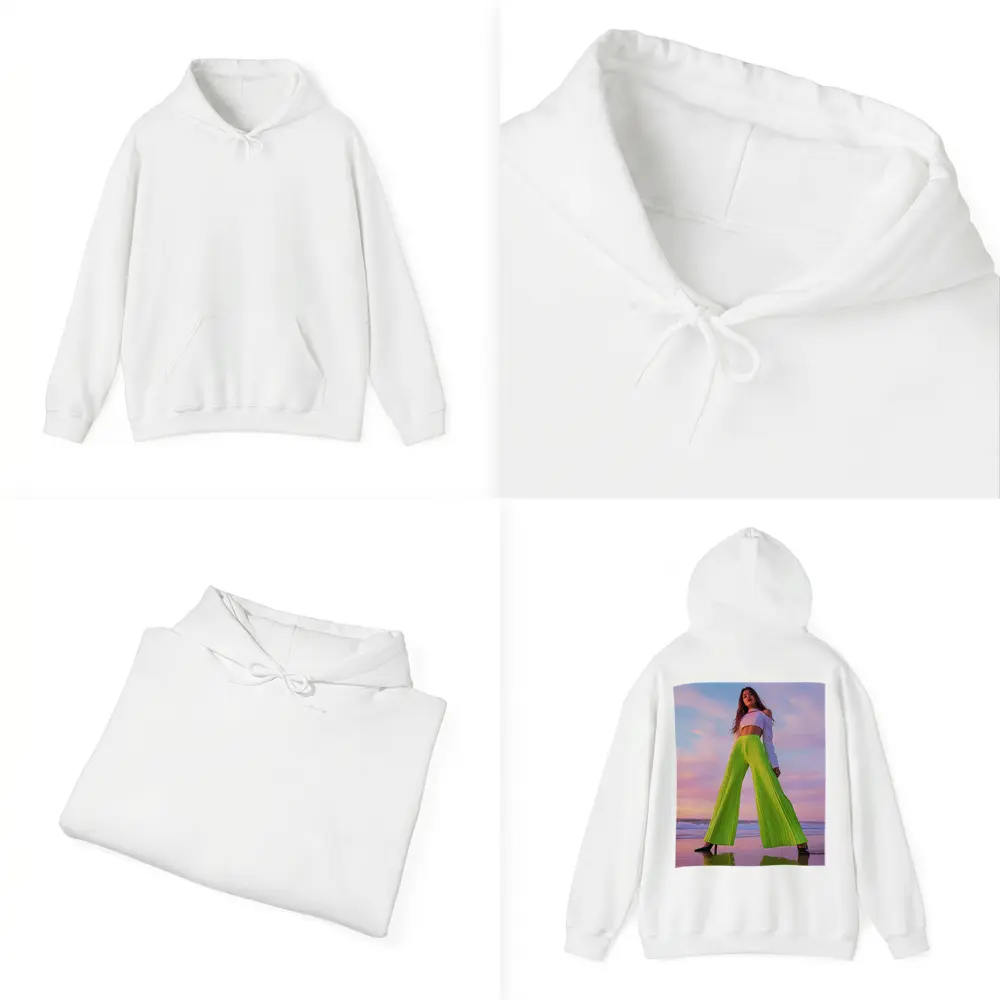 Neon Green Pleated Pants Woman Beach Sunset – Hoodies