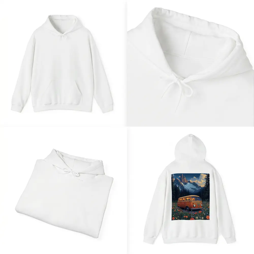 Volkswagen Bus Wildflower Meadow Mountain Night – Hoodies