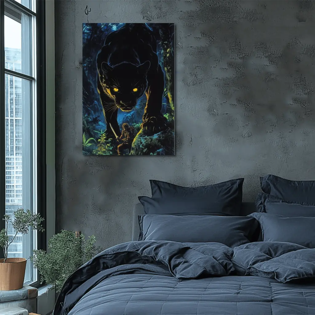 Black Panther Stalking Hunter Dark Jungle Night – Wall Art