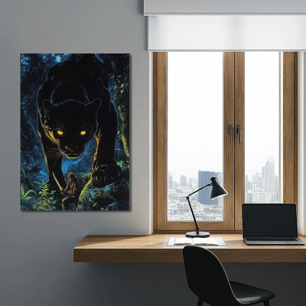 Black Panther Stalking Hunter Dark Jungle Night – Wall Art