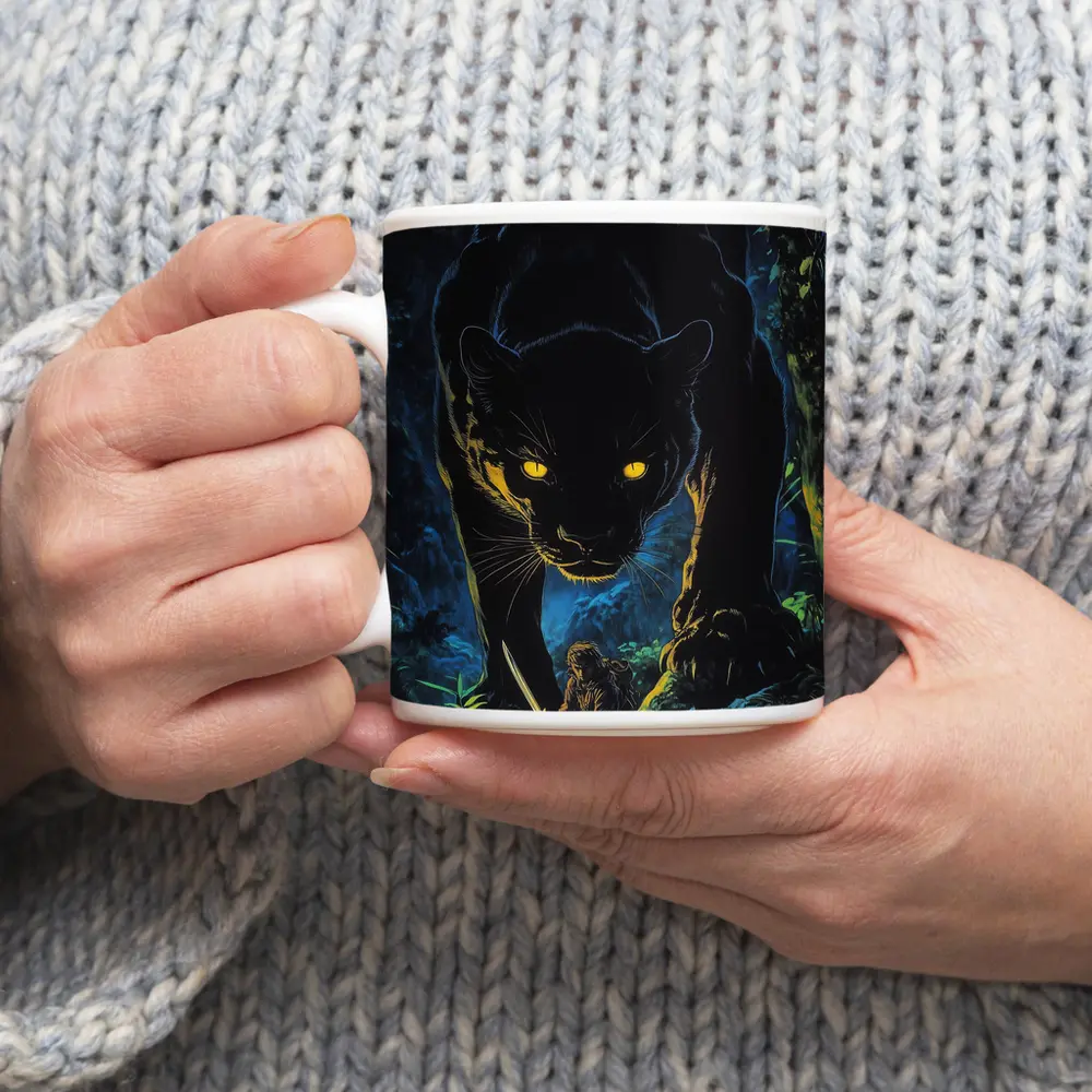Black Panther Stalking Hunter Dark Jungle Night – Mugs