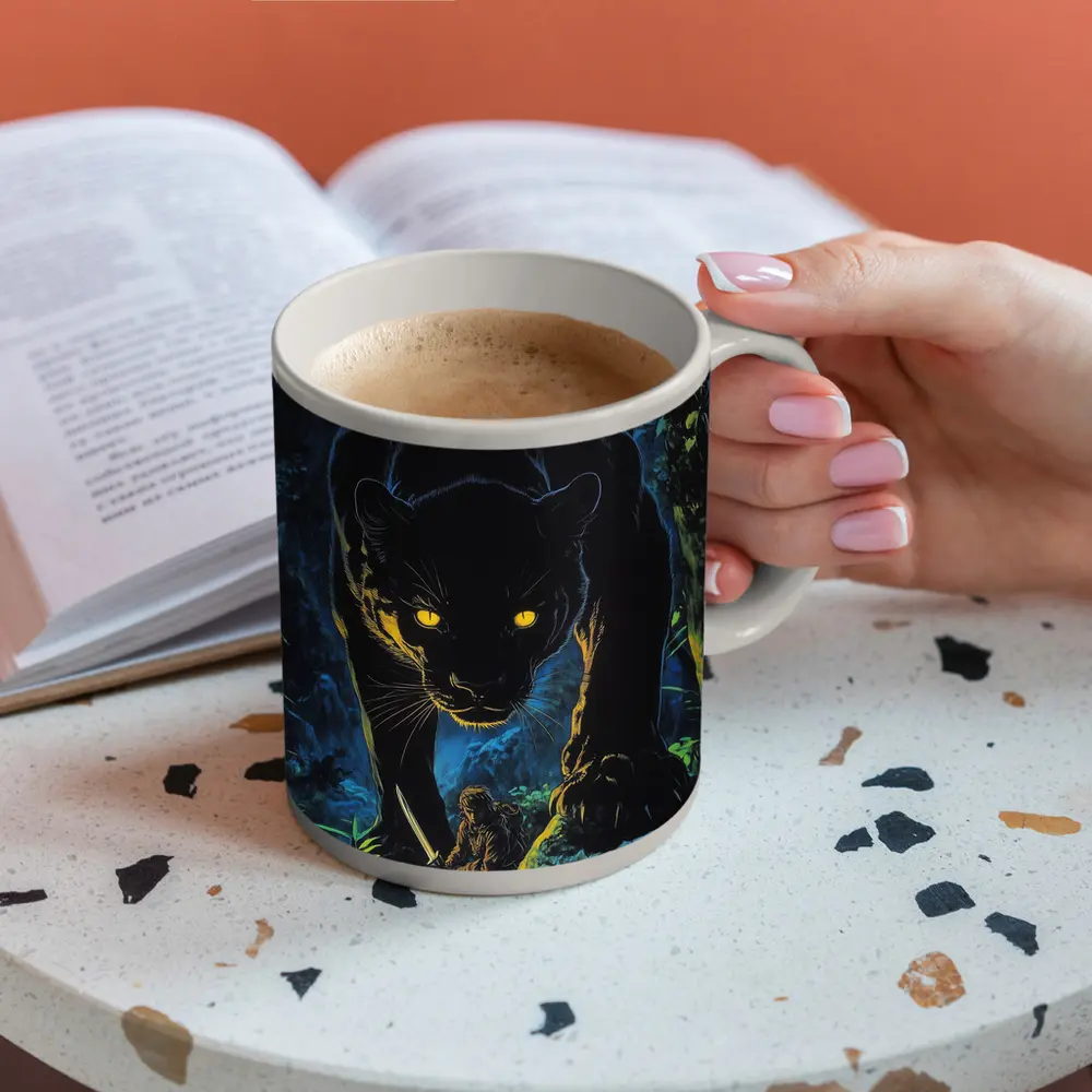 Black Panther Stalking Hunter Dark Jungle Night – Mugs
