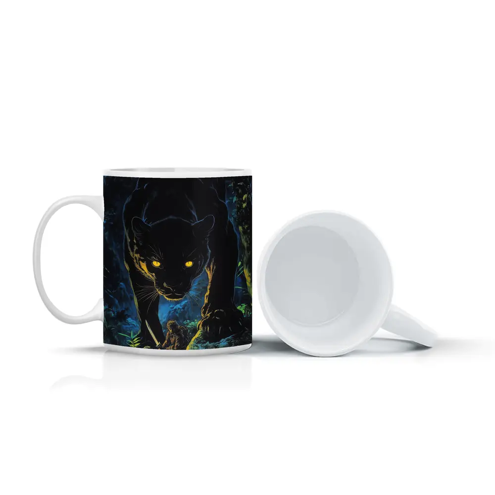 Black Panther Stalking Hunter Dark Jungle Night – Mugs