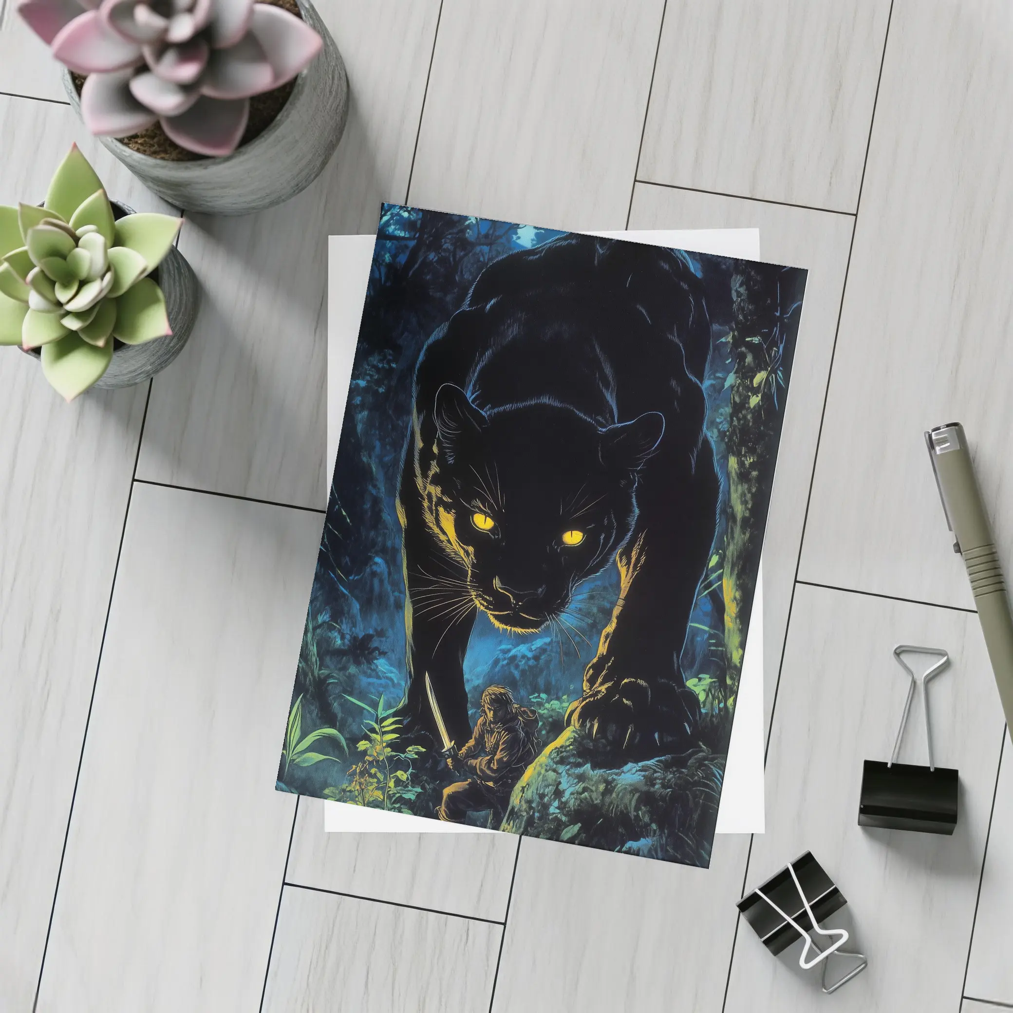 Black Panther Stalking Hunter Dark Jungle Night – Postcards