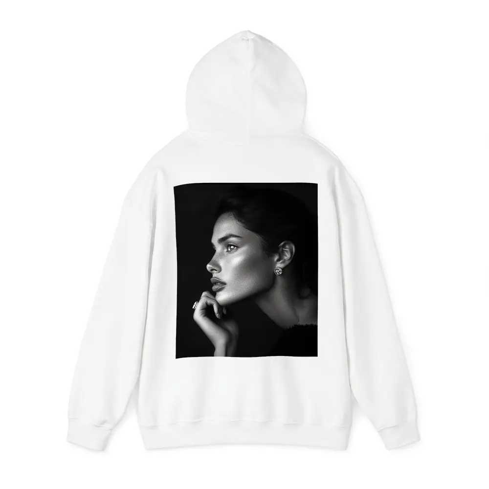 Black and White Woman Portrait Dark Background – Hoodies