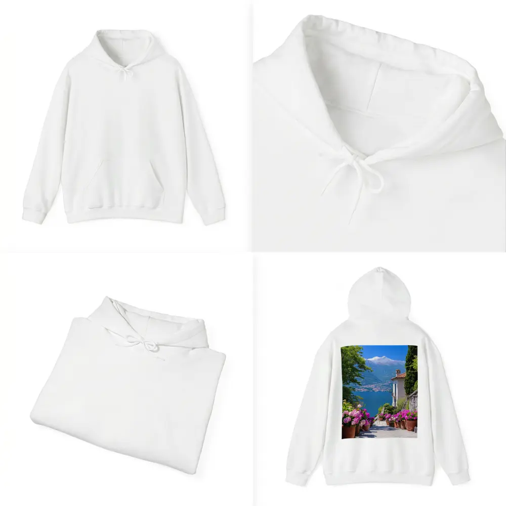 Lake Como Italy Flowers Mountain View – Hoodies