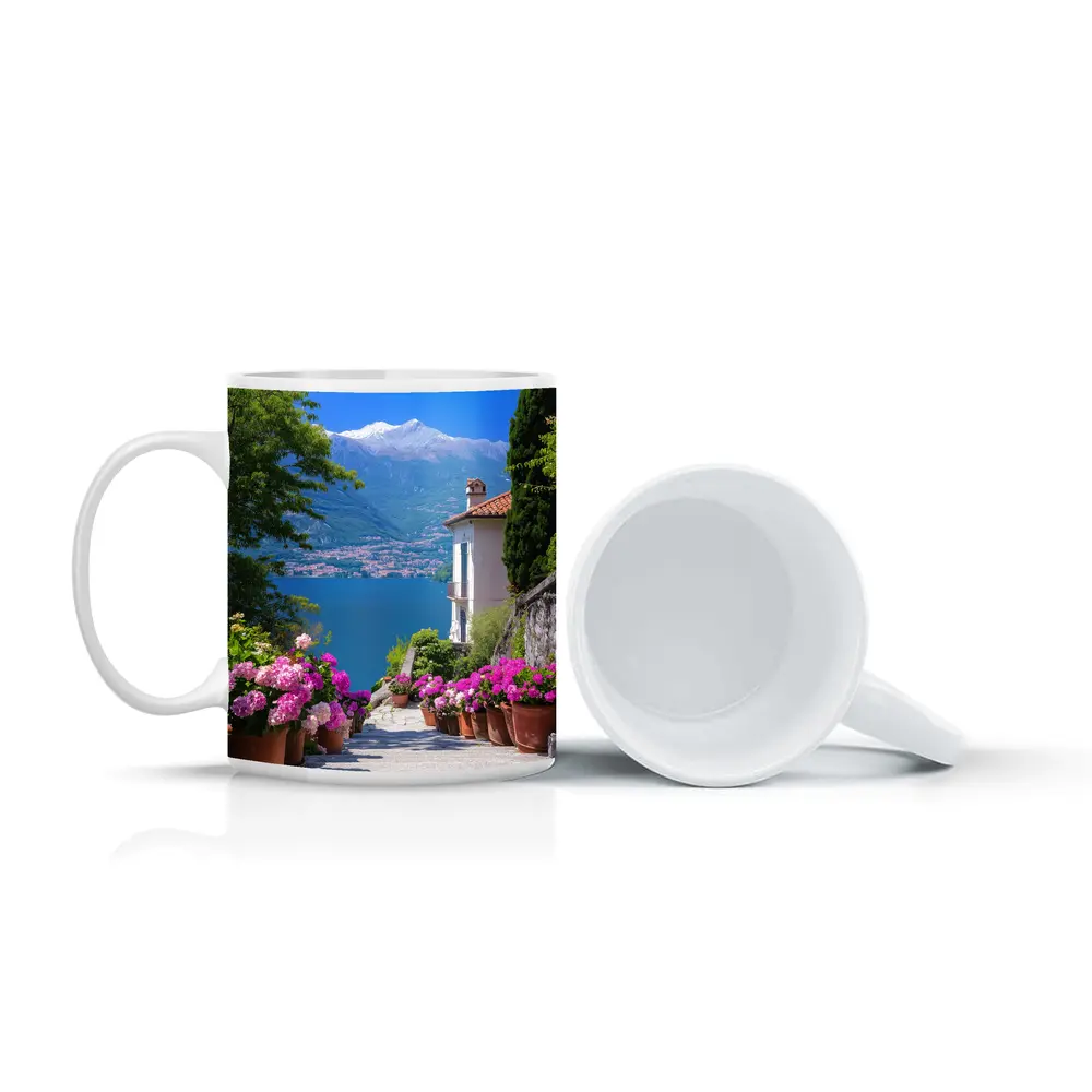 Lake Como Italy Flowers Mountain View – Mugs