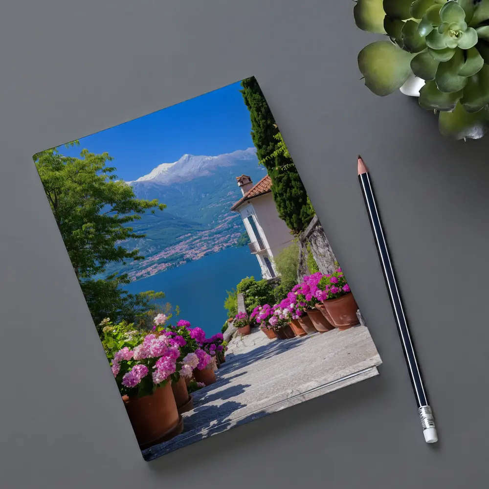 Lake Como Italy Flowers Mountain View – Notebooks
