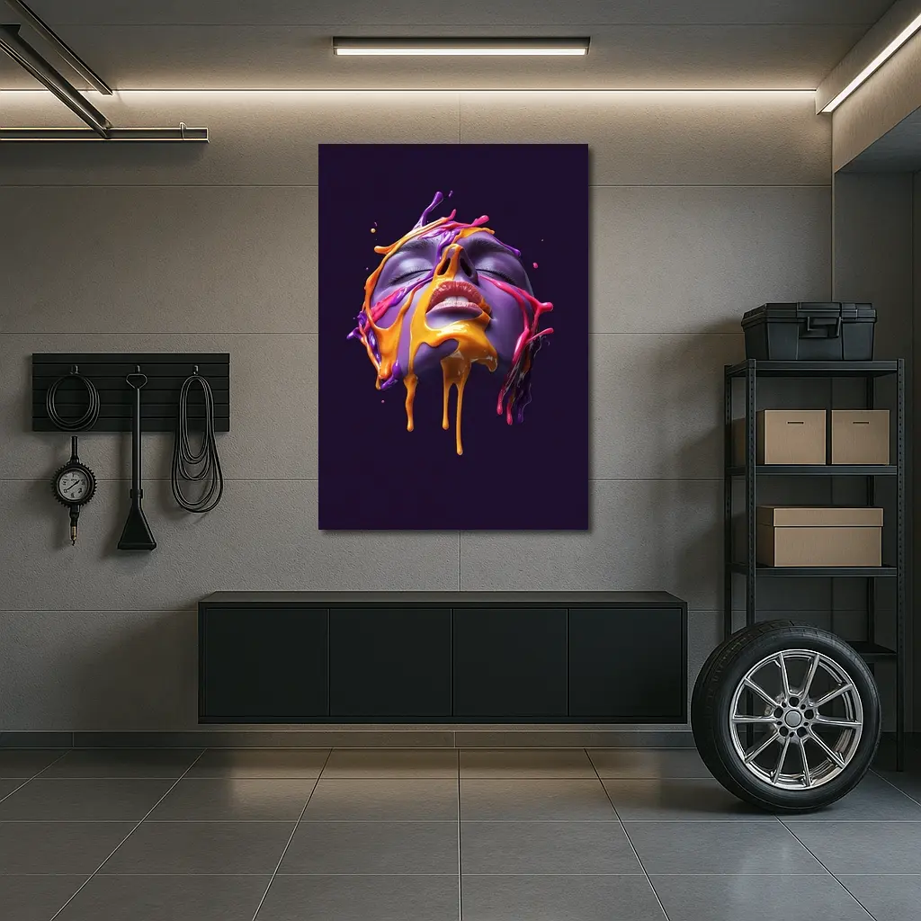 Purple Face Dripping Paint Abstract Art – Wall Art