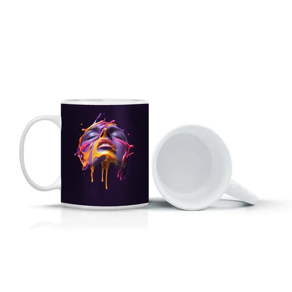 Purple Face Dripping Paint Abstract Art – Mugs