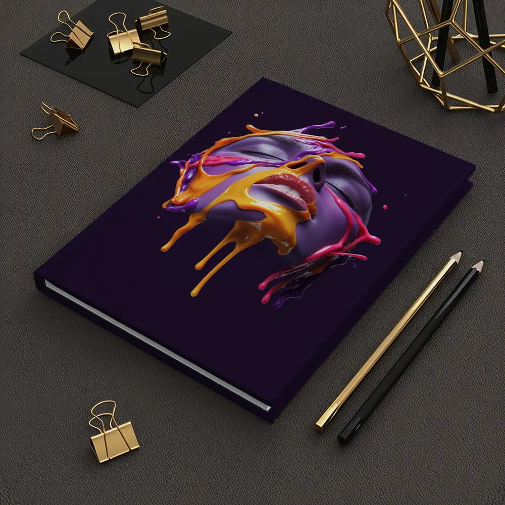 Purple Face Dripping Paint Abstract Art – Notebooks