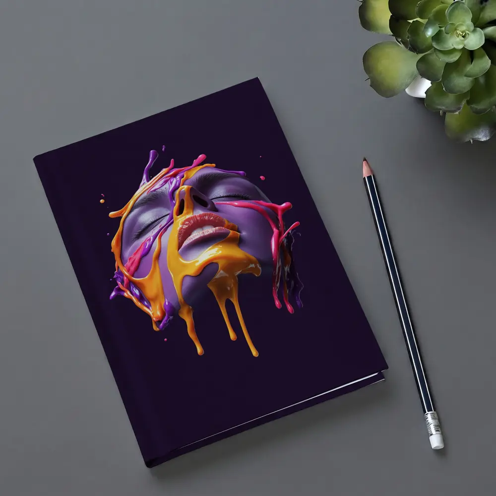 Purple Face Dripping Paint Abstract Art – Notebooks